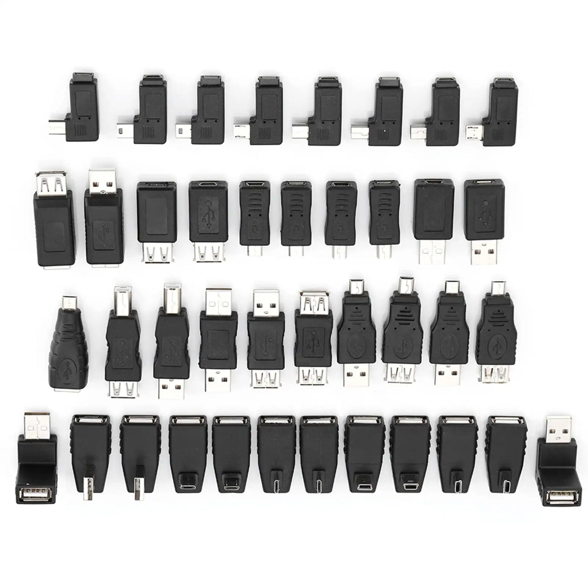 Pack of 40 Multiple USB2.0 Adapters Angled Mini Micro Type B Male Female Converters Connectors - Lootquake