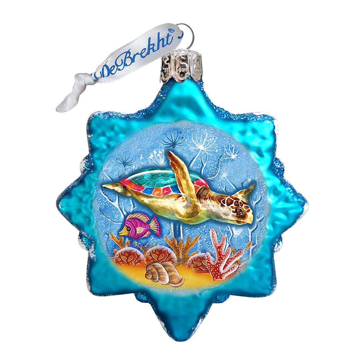 Adorno de vidrio de mercurio con forma de tortuga de G. DeBrekht - Decoración navideña costera - 775479