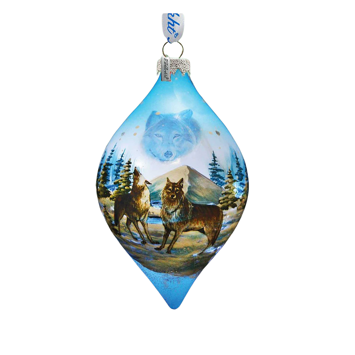 Adorno de cristal con lobos invernales de G. DeBrekht - Decoración navideña con animales salvajes - 74173