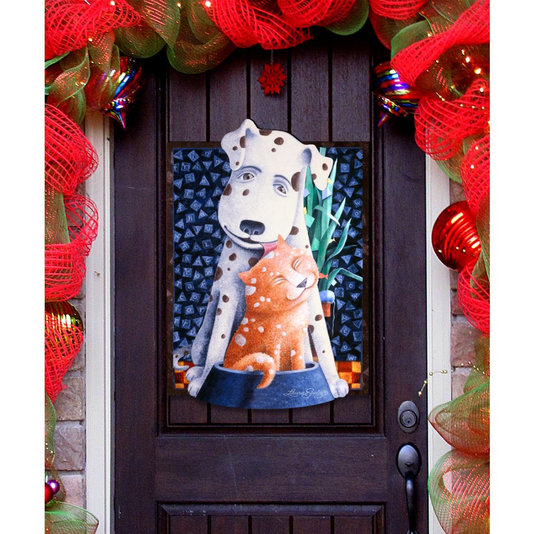 In Friendship Holiday Door Decor by Laura Seeley - Pets Dog and Cats Decor - 8511012H