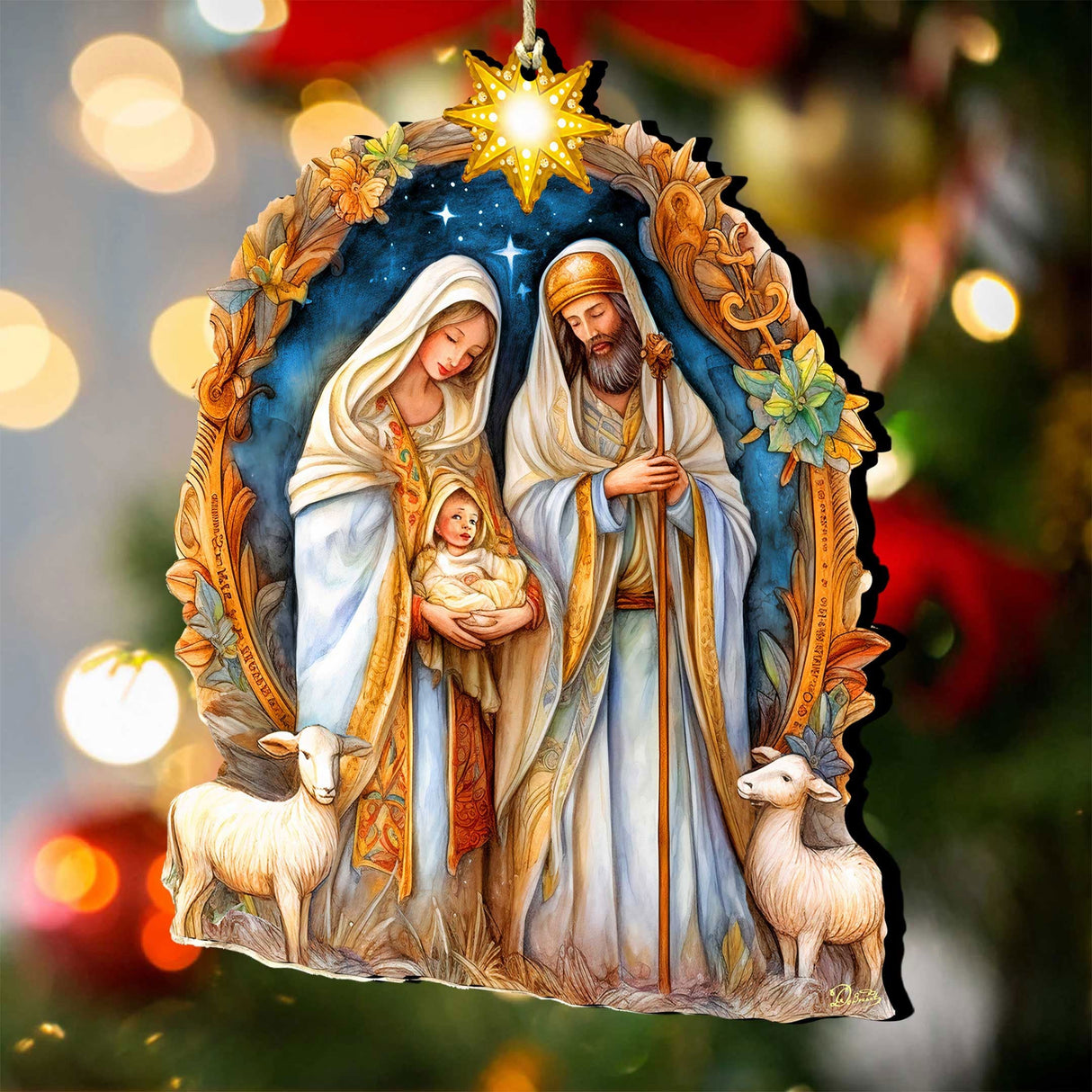 Nostalgic Nativity Scene Wooden Ornaments by G. DeBrekht Nativity Holiday Decor - 8611074
