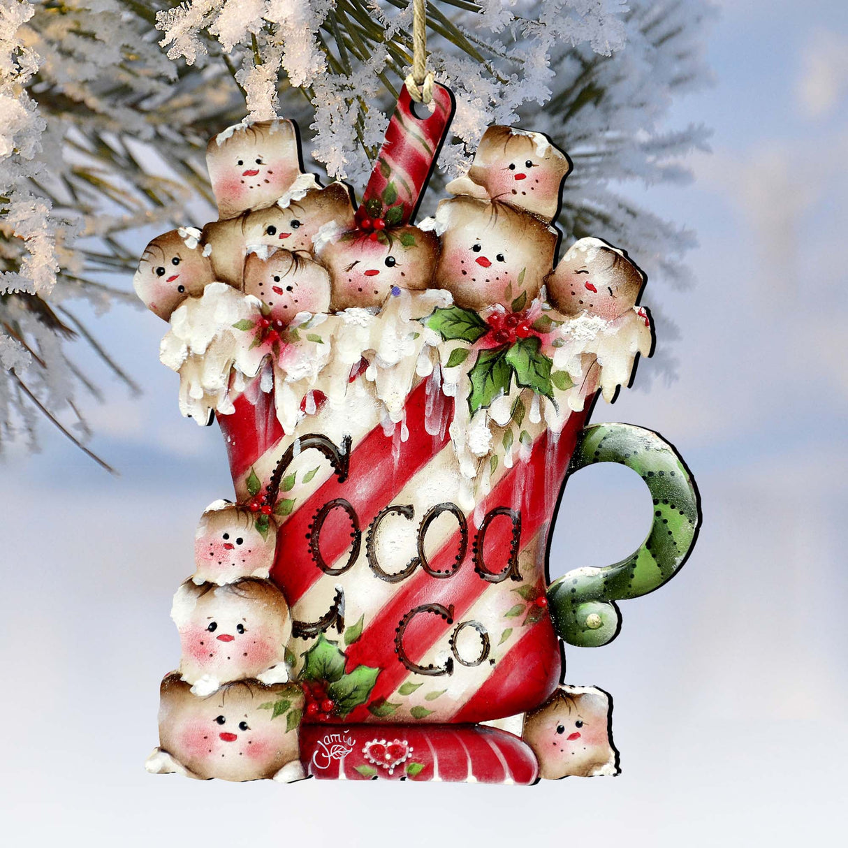 Marshmallow Cocoa Company Wooden Ornaments by Jamie Mills-Price - Christmas Decor - 8457513