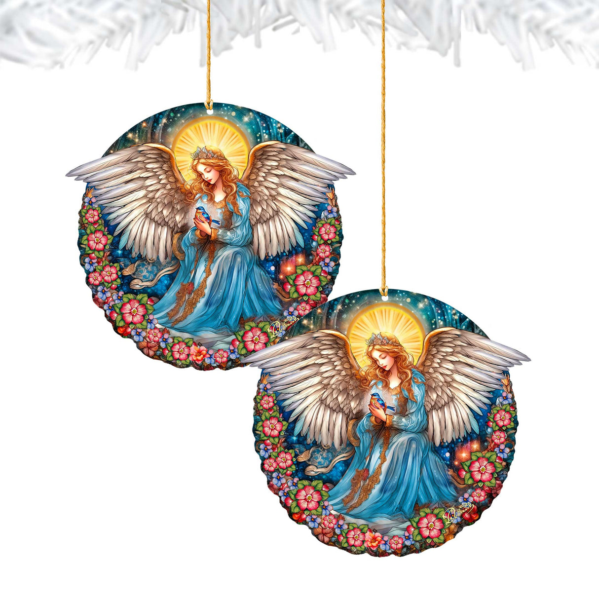 Adornos navideños de madera del Ángel de la Guarda de la Serenidad de G. DeBrekht - Decoración navideña para la Natividad - 8652806