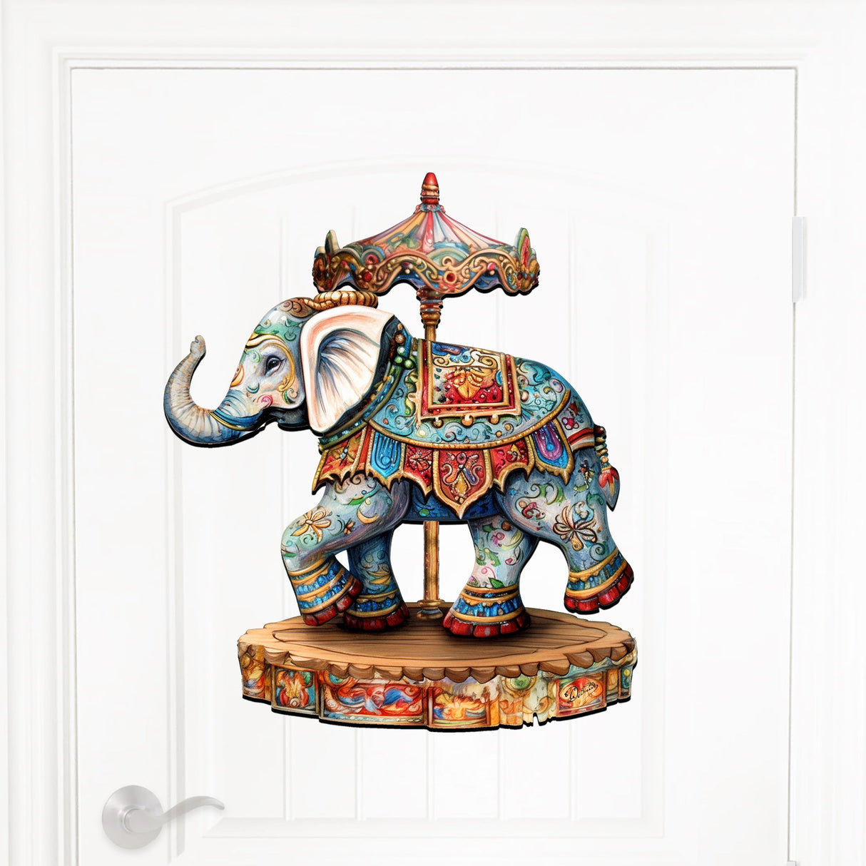 Carousel Elephant Holiday Door Decor by G. Debrekht - Christmas Decor - 8611029-2H