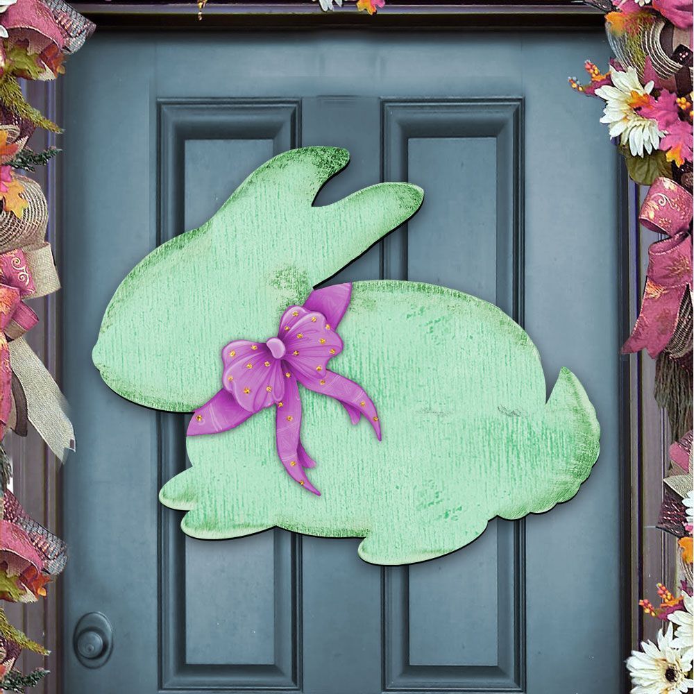 Decoración de puerta de Pascua con conejito verde de G. DeBrekht - Decoración de primavera de Pascua - 987213H