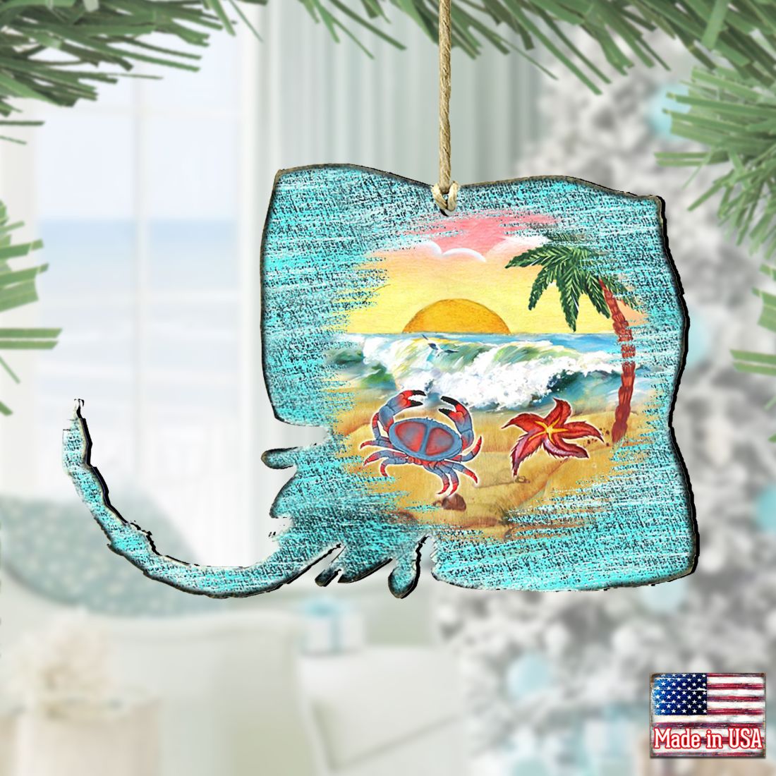 Adornos de madera de raya de G. DeBrekht - Decoración navideña costera - 8198530