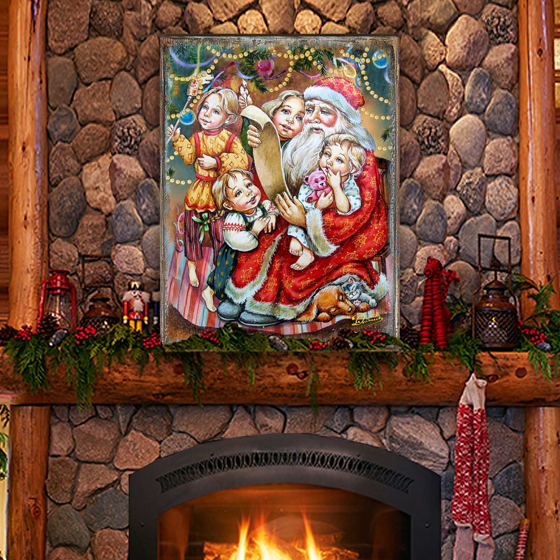 Lista de deseos: Arte mural de madera de Papá Noel de G. DeBrekht - Decoración navideña de muñeco de nieve de Papá Noel - 81291311B