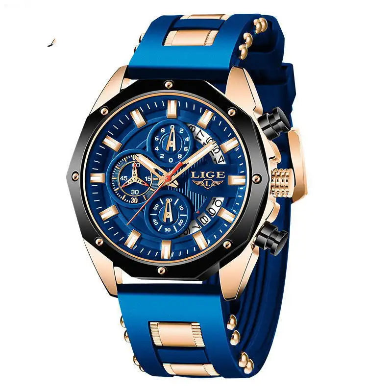 Fashion Mens Watches Top Brand Luxury Silicone Sport Watch Men Quartz Date Clock Waterproof Wristwatch Chronograph - Lootquake