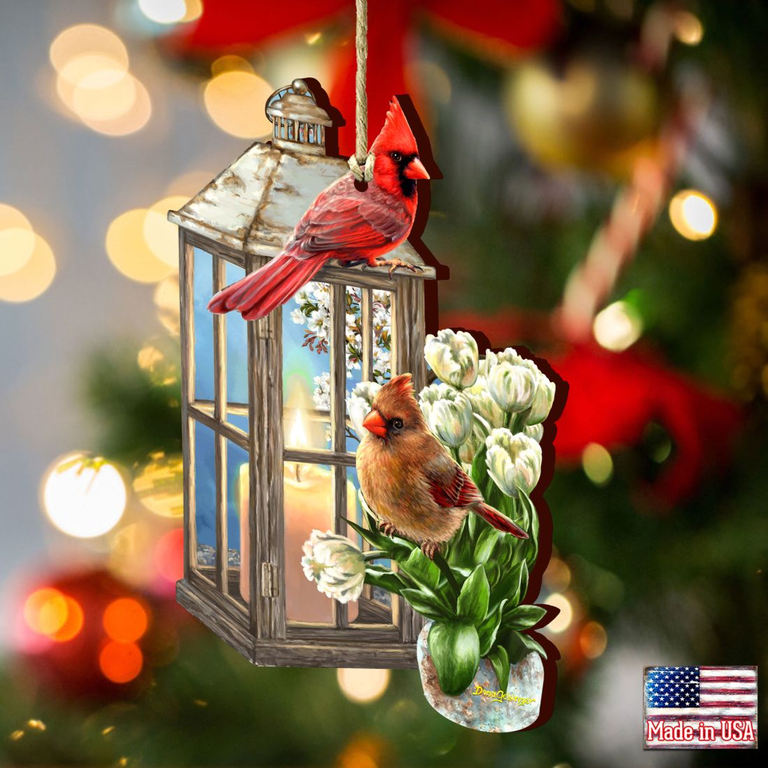 Adornos de madera con forma de cardenal de Gelsinger - Decoración de Pascua y primavera - 8461057-DG