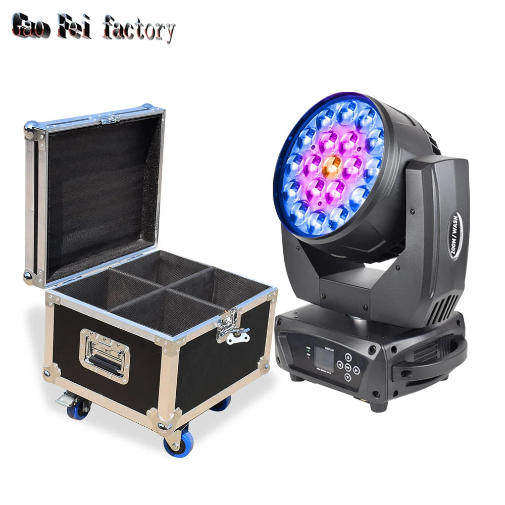 4-In-1 RGBW DJ Moving Head Lights with Flight Case