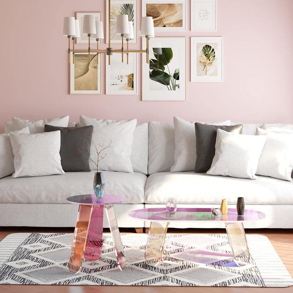 Acrylic Rainbow Color Coffee Table - Iridescent Modern Accent Table
