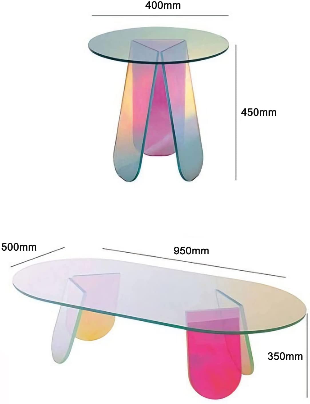 Acrylic Rainbow Color Coffee Table - Iridescent Modern Accent Table