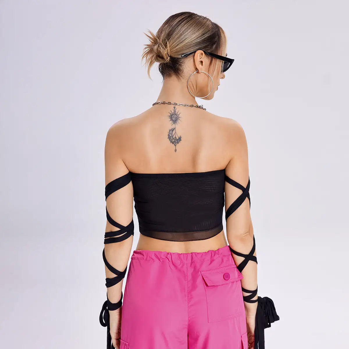 2023 New Style Womens Elastic Cross Arm Solid Color Straps Tank Top Casual Summer Ladies Slim Top - Lootquake