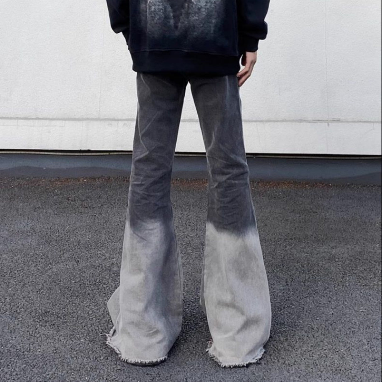 Retro Washed Gradient Fringed Jeans - Lootquake