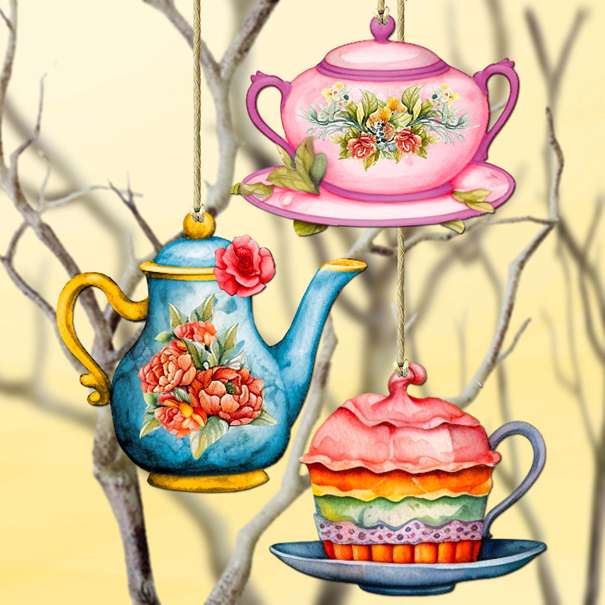 Juego de 3 adornos decorativos de madera para el Día de la Madre de G. Debrekht - Love Family Decor - 8091059-S3