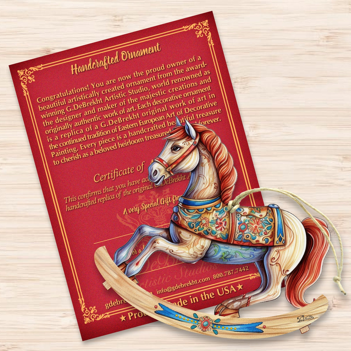 Adornos de madera con forma de caballo balancín de G. Debrekht - Decoración navideña - 8100196-3