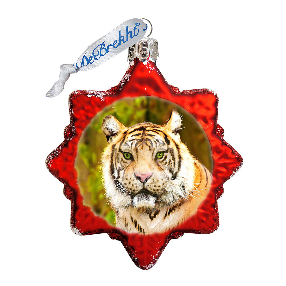 Adorno de vidrio de mercurio con diseño de safari de tigre de G. DeBrekht - Decoración navideña de vida silvestre - 771032