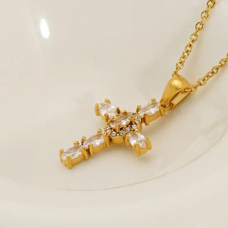 Ins Style Vintage Cross Zircon Necklace - Lootquake