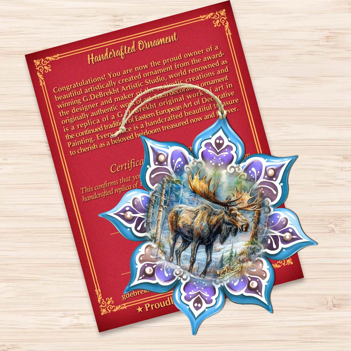 Moose Snowflake Wooden Ornaments by G. Debrekht - Nature Wildlife Decor - 8688414