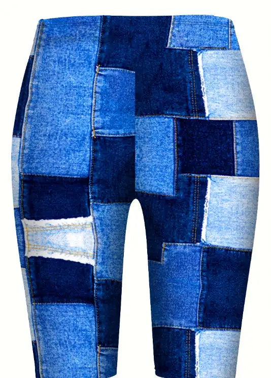 Ladies' Checkered Pants With Contrasting Color Splicing And Slim Fit Shorts - Lootquake