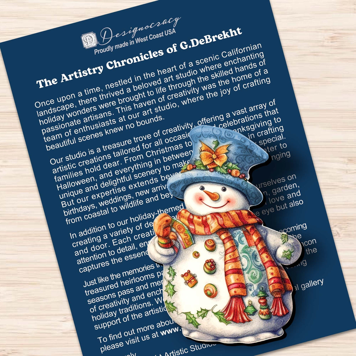 Snowman Decorative Wooden Clip-on Ornaments Set of 3 by G. Debrekht - Christmas Decor - 8091023C-S3