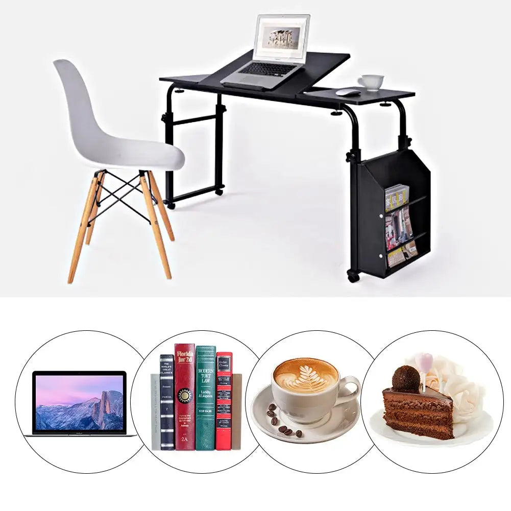 Adjustable Laptop Cart Mobile Computer Desk Overbed Writing Table with Wheels 02# - Lootquake
