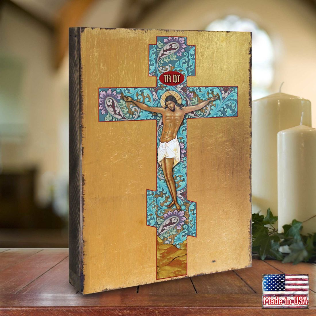 Of Jesus Christ Wooden Gold Plated Religious Christian Sacred Icon - Inspirational Icon Decor - 85030