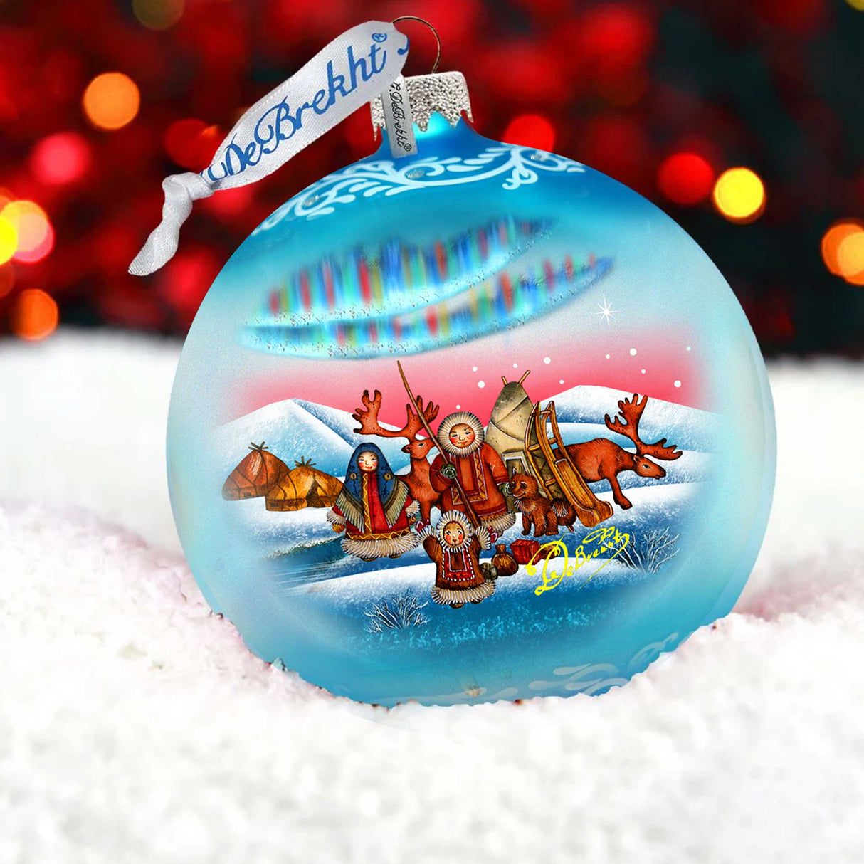 Northern Light Ball Glass Ornament by G. DeBrekht - Christmas Santa Snowman Décor - 73418