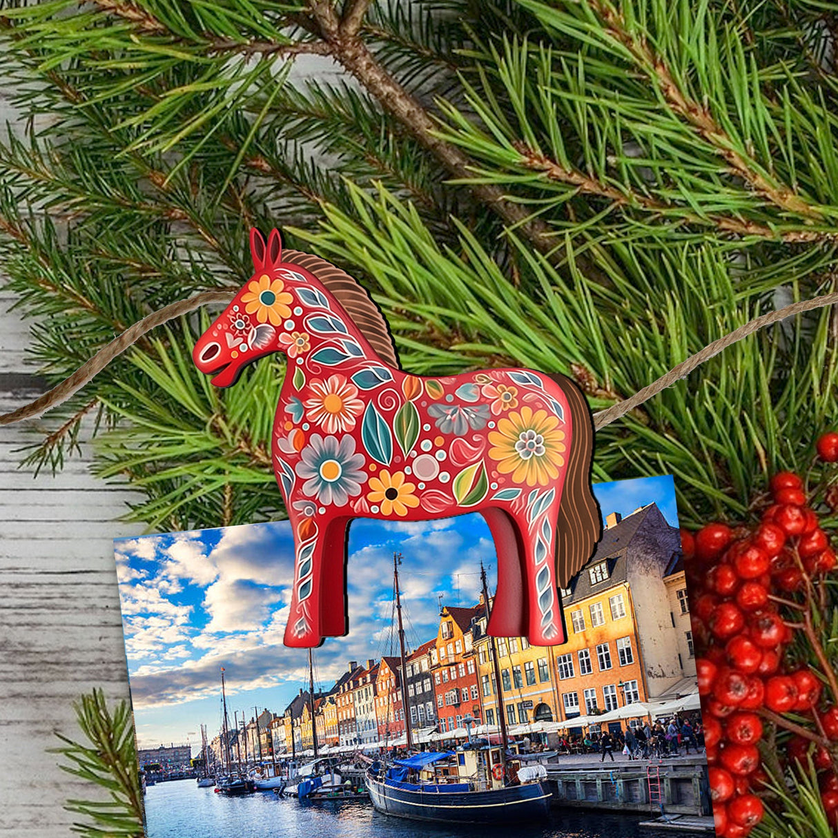 Danish Horses Decorative Wooden Clip-on Ornaments Set of 6 by G. Debrekht - Love Family Decor - 8090075C-S6
