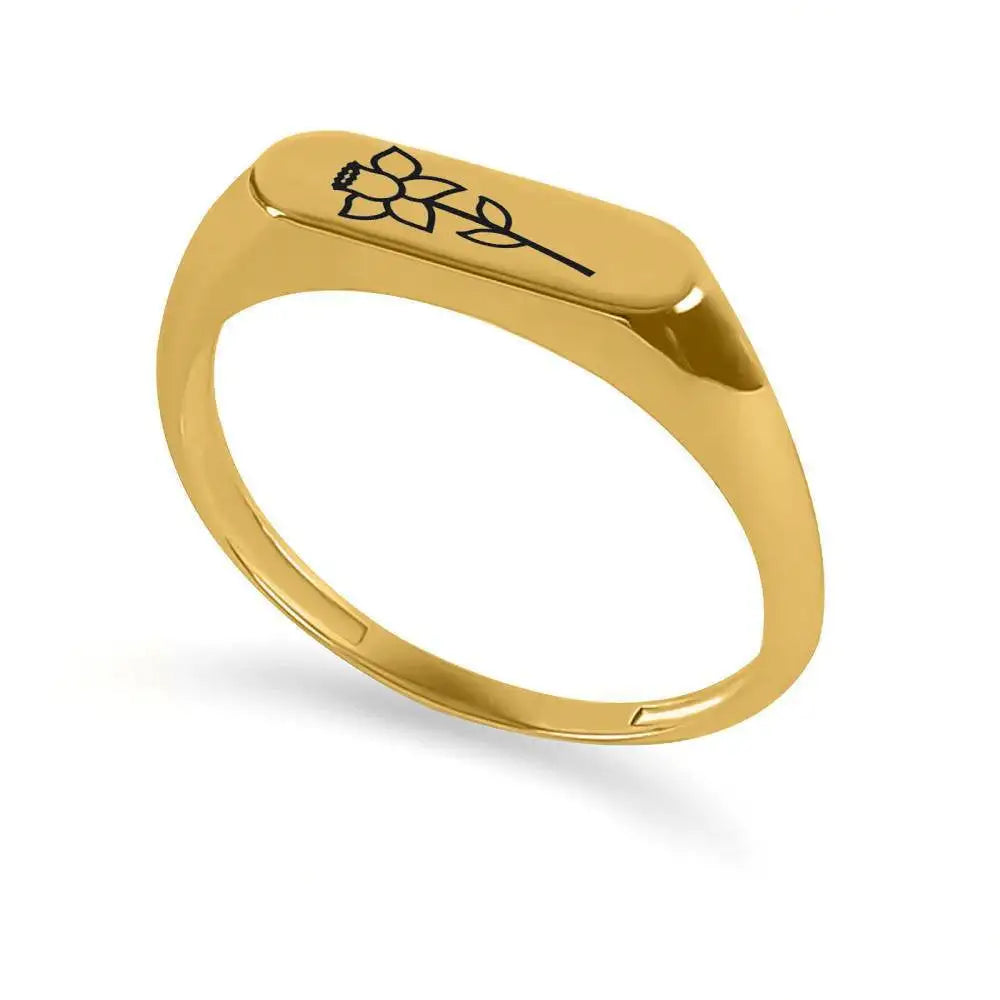 December Flowers And Plants Ring Stainless Steel Creative - Lootquake