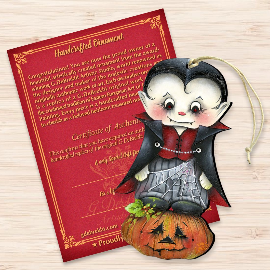 Dracula Wooden Ornaments Halloween by Jamie Mills-Price - Thanksgiving Halloween Decor - 8457401