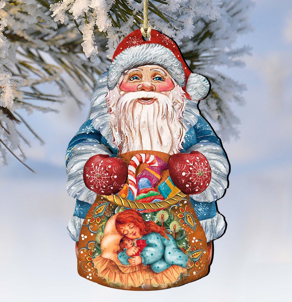 Adornos navideños de madera con forma de Papá Noel, bolsa de regalo, de G. DeBrekht - Decoración navideña con muñeco de nieve de Papá Noel - 8117901