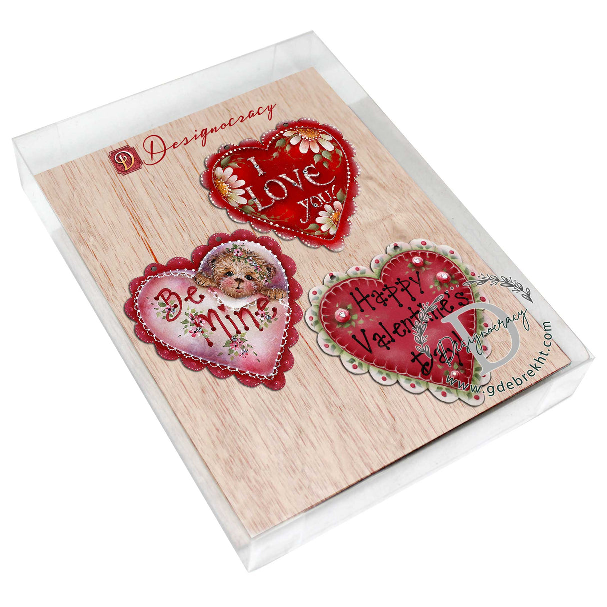 Hearts of Love Wooden Ornaments Set of 3 by G. Debrekht - Love Family Decor - 8091054-S3