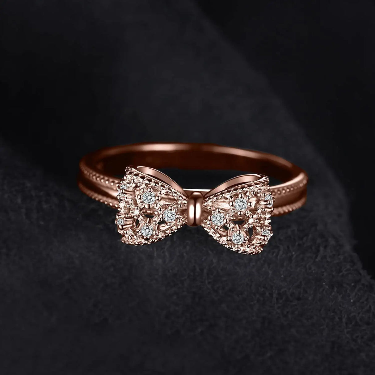Three-dimensional Bow Ring Women's Rose Gold Simple - Lootquake