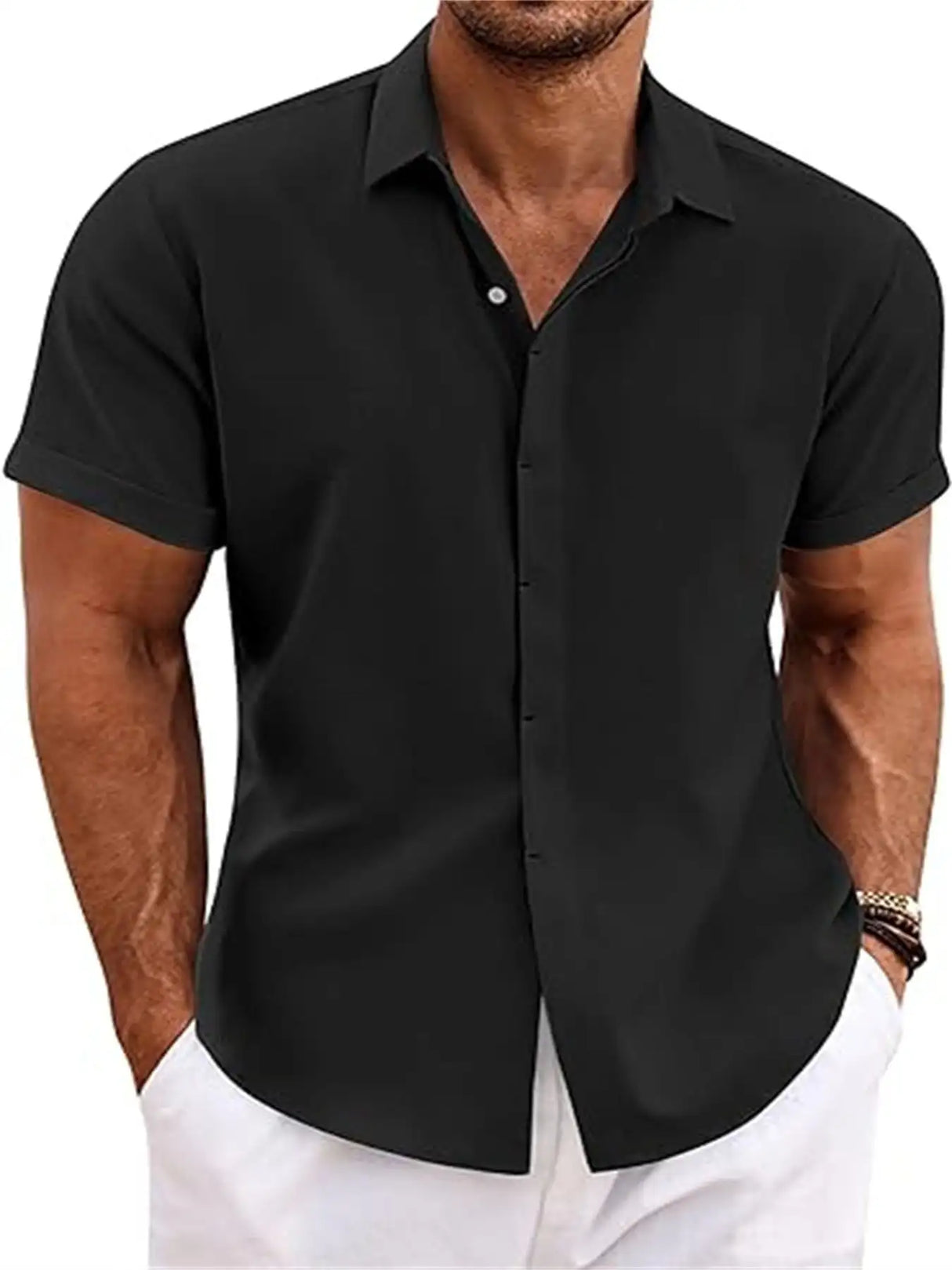 Men's Shirt Short Sleeve Casual Buckle - Lootquake