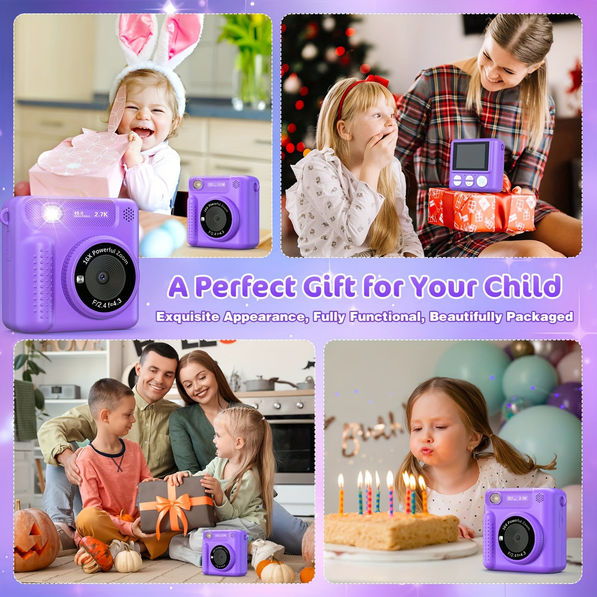 Cámara digital para niños de 3 a 12 años con impresión instantánea, 12 MP y 1080P, ideal como regalo de cumpleaños para niñas y niños de 4, 5, 6, 7, 8, 9 y 10 años. Cámara de video HD de 32 GB para niños pequeños, con impresión de fotos, juguete portátil.