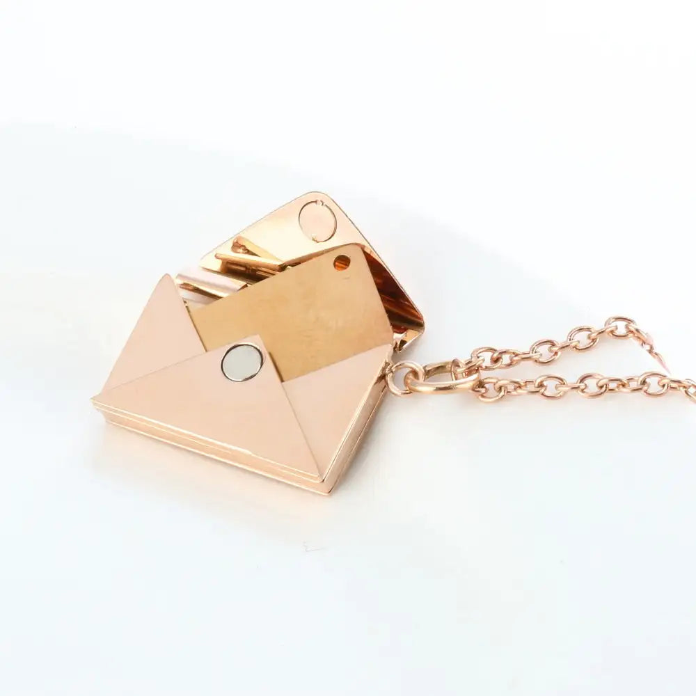 Peach Heart Envelope Couple Female Secret Hidden Message Pendant Necklace Gift - Lootquake