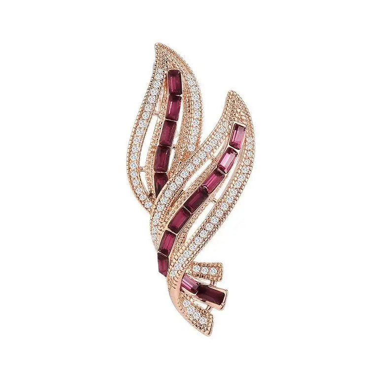 New Xiaoxiangfeng Diamond Studded Leaf Brooch - Lootquake