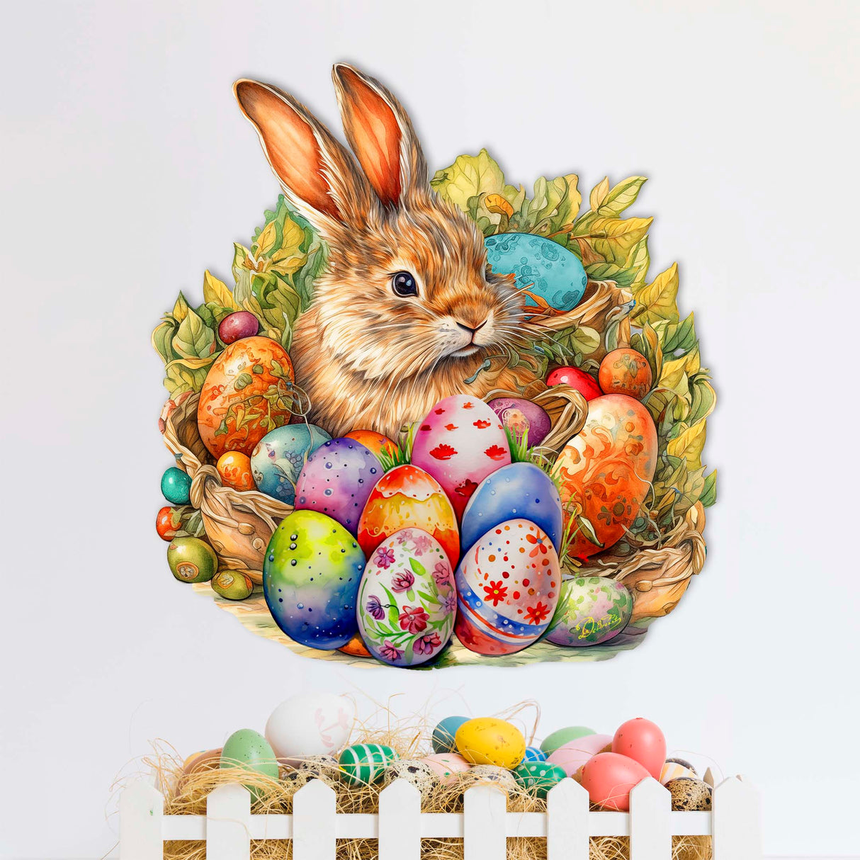 Easter Bunny with Eggs Holiday Door Decor by G. Debrekht - Easter Spring Decor - 8652766H
