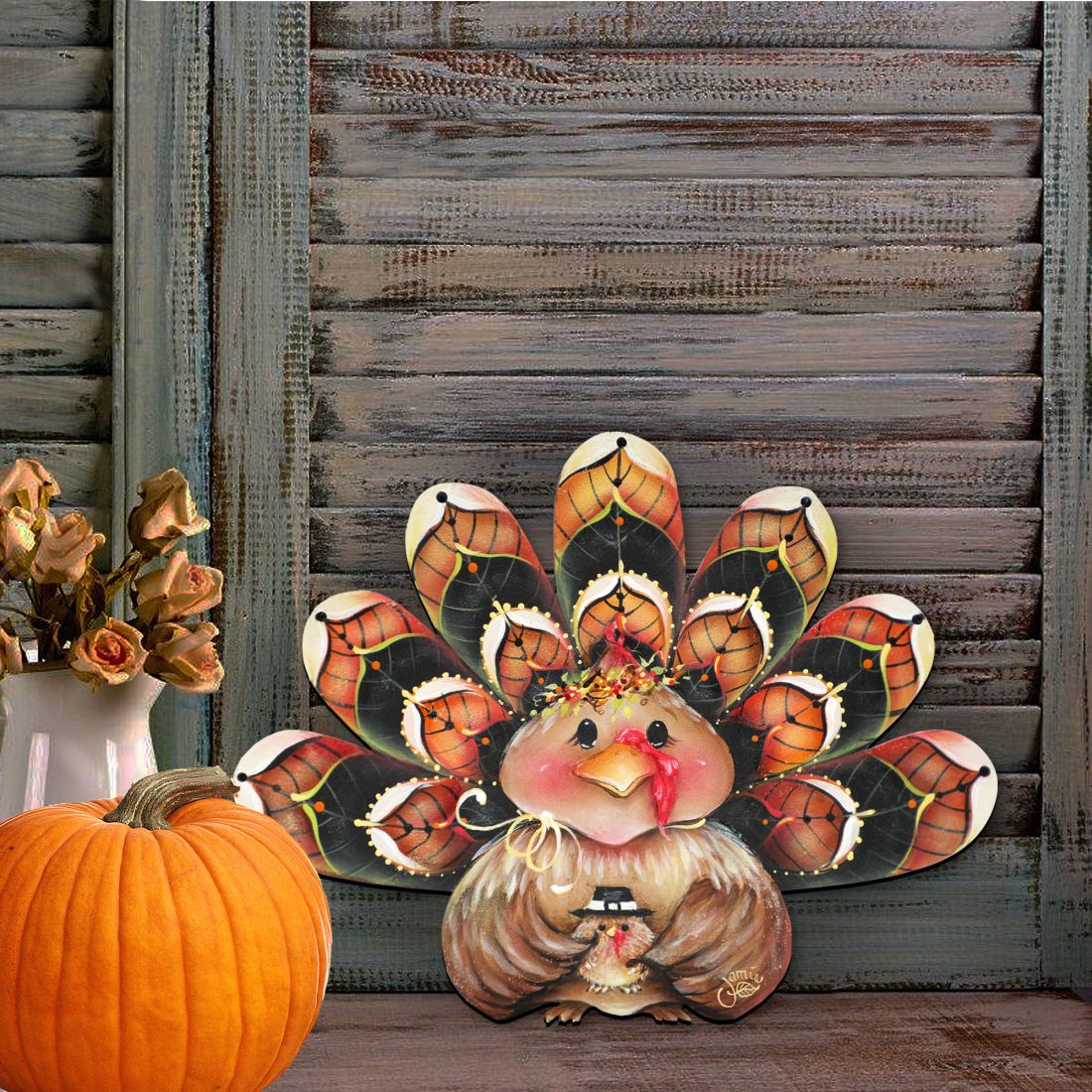 Be Thankful Turkey Sitter Door Decor by Jamie Mills-Price - Thanksgiving Halloween Decor - 8457702H