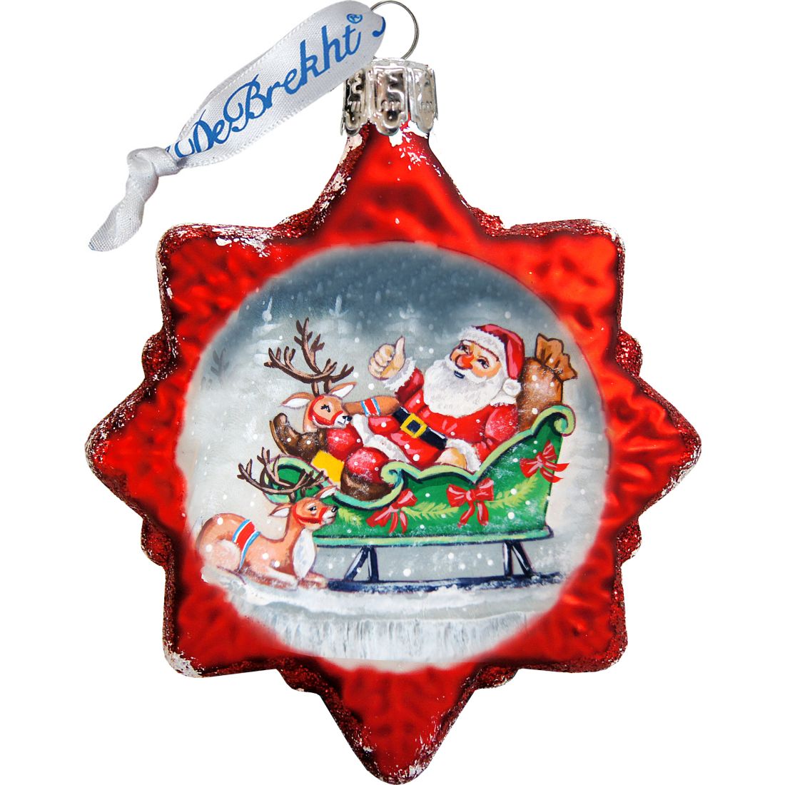 Juego de 3 adornos de vidrio de Santa Mercurio de G. DeBrekht - Decoración navideña de muñeco de nieve de Santa Claus - 770133S3