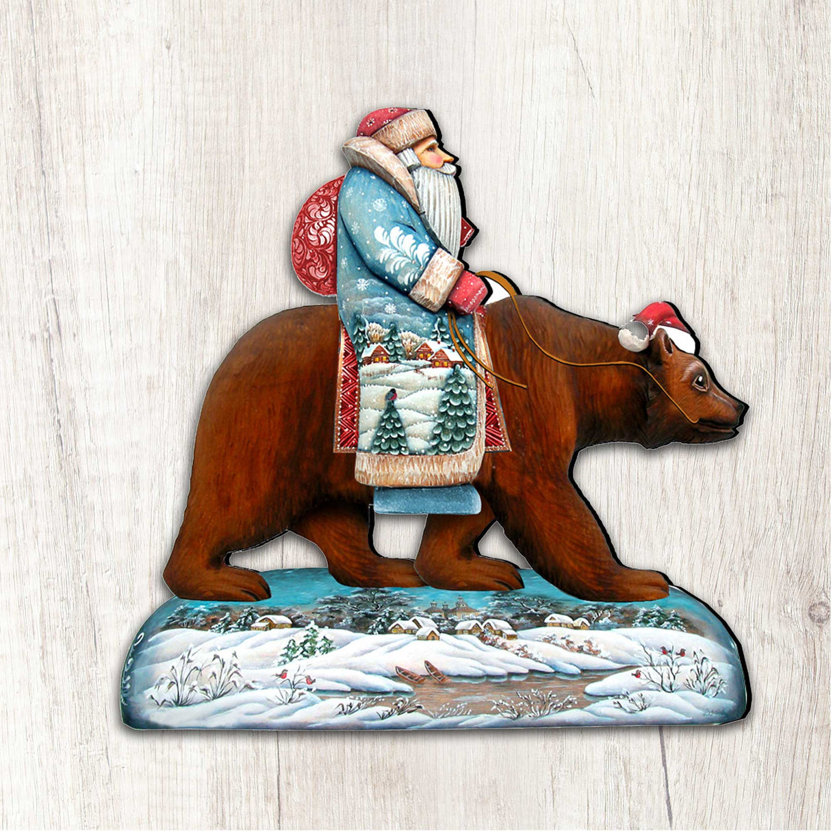 Decoración navideña para puerta con Papá Noel y oso grizzly de G. DeBrekht - Decoración navideña con Papá Noel y muñeco de nieve - 8151128H