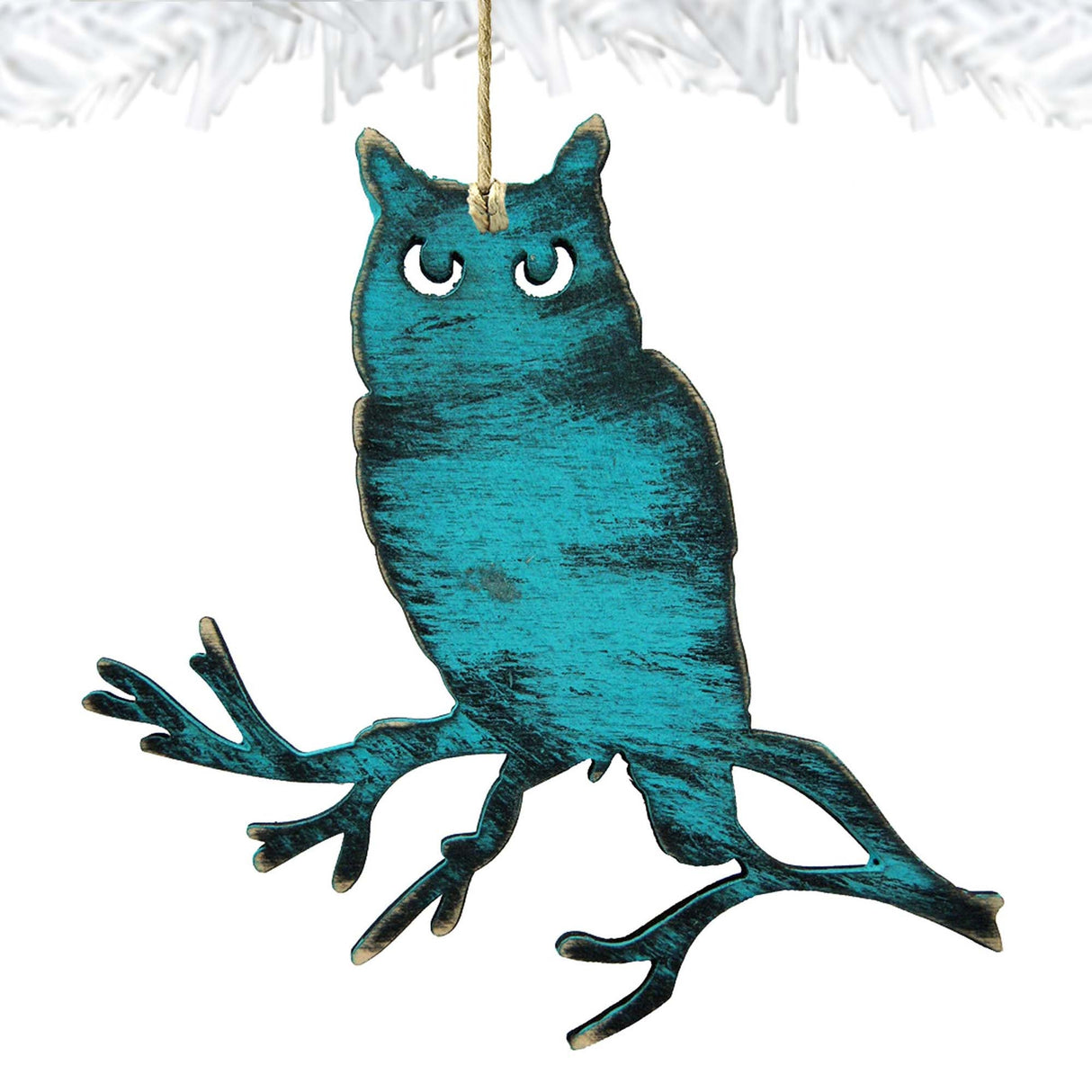 Adornos rústicos de madera con forma de búho de Nature Wonders - Decoración navideña con temática de vida silvestre - 8198218