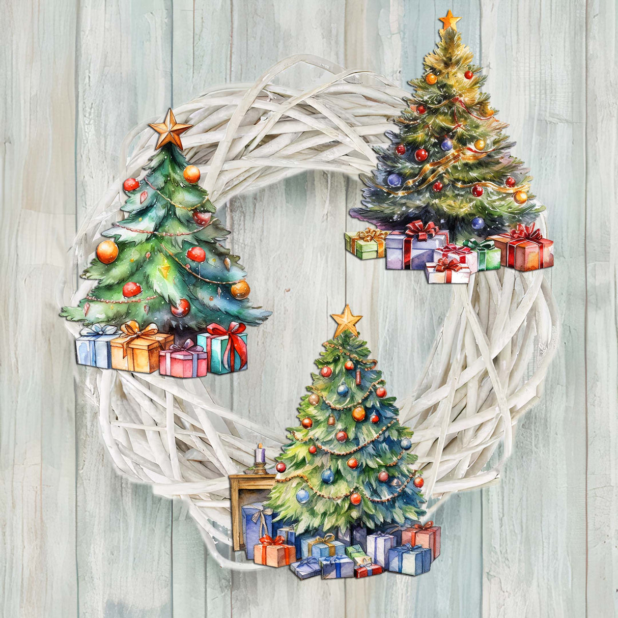 Christmas Tree Decorative Wooden Clip-on Ornaments Set of 3 by G. Debrekht - Christmas Decor - 8091044C-S3