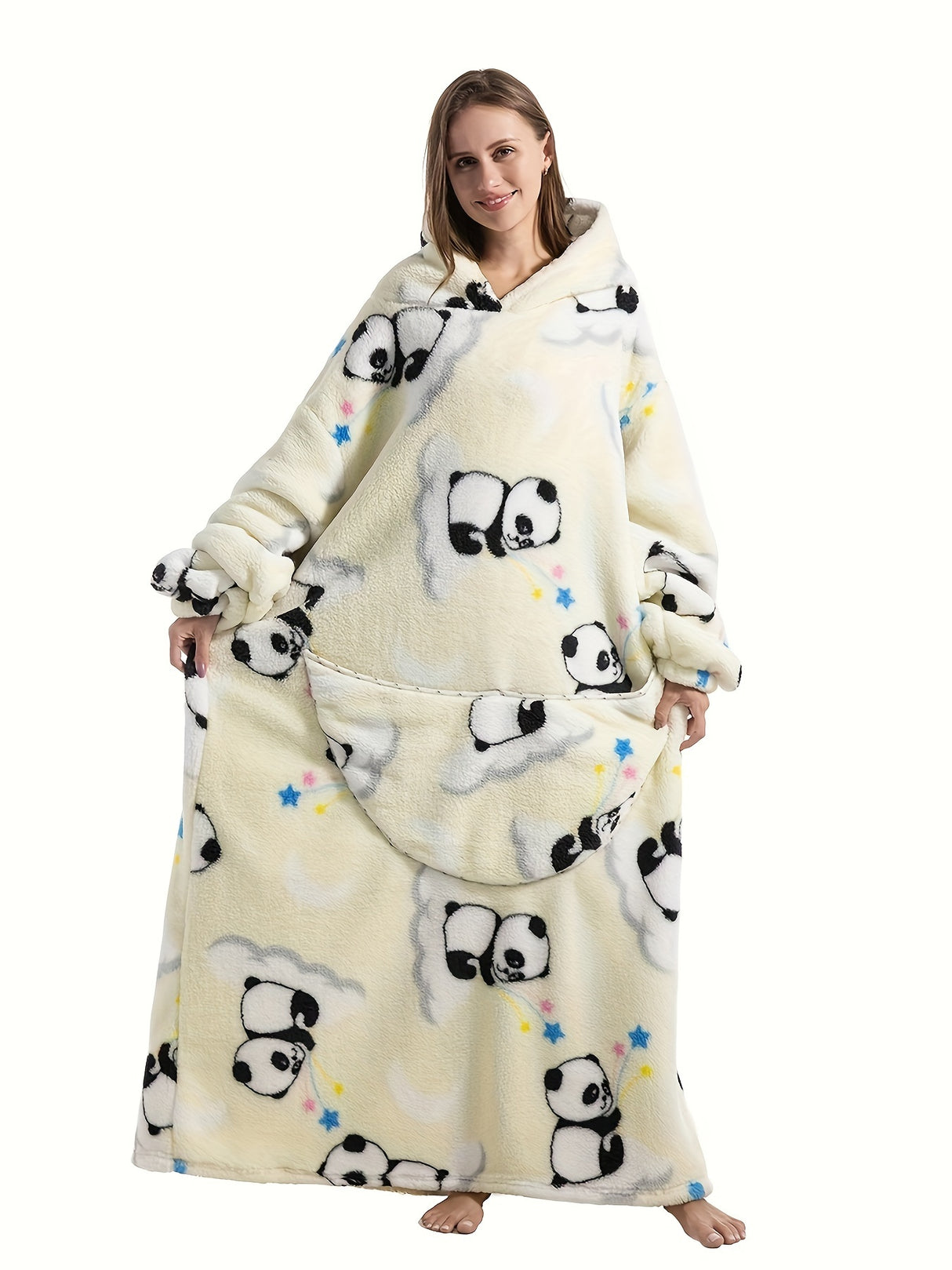 Plus Size Pumpkin Print Flannel Blanket Hoodie - Soft, Cozy, Plush, Hooded, Winter Outwear for Women with Halloween Theme