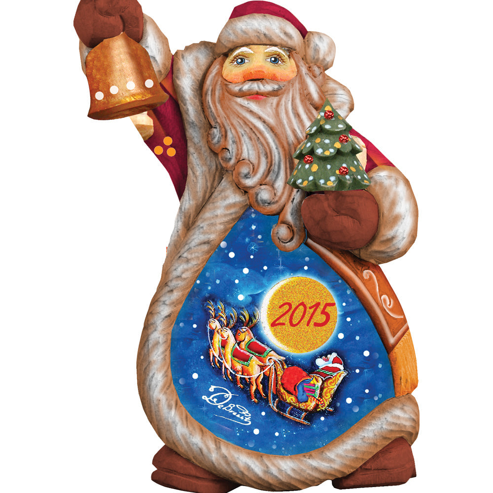 Figura navideña de Papá Noel esculpida y pintada a mano por G. DeBrekht - Decoración navideña de muñeco de nieve de Papá Noel - 6612234