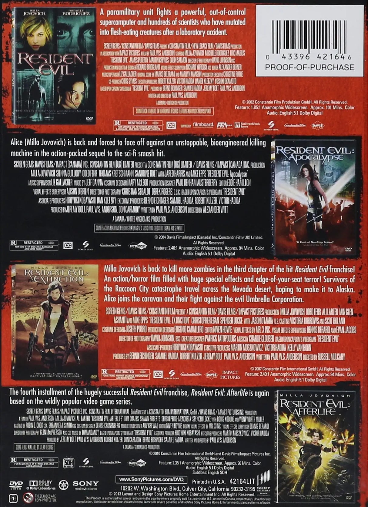 Resident Evil Collection: The 4 Movie (DVD Sony Pictures) - Lootquake