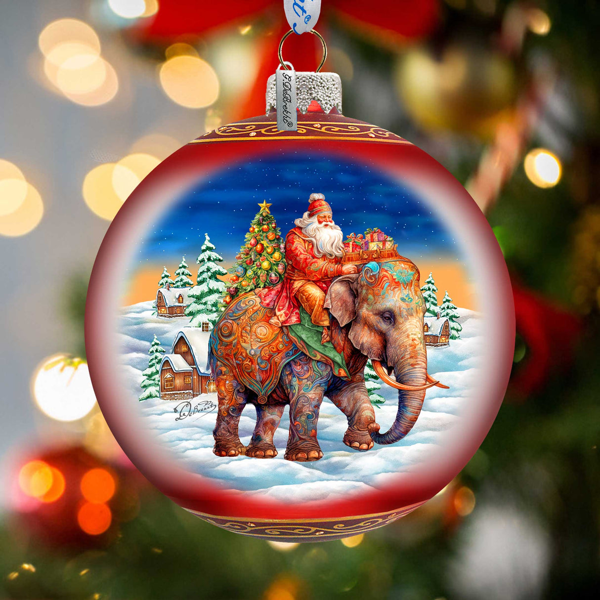 Adorno de bola de cristal de 12,7 cm con forma de trineo de safari - Decoración navideña - 73945 Adorno navideño de vidrio de mercurio - Adornos para árbol de Navidad de GDebrekht