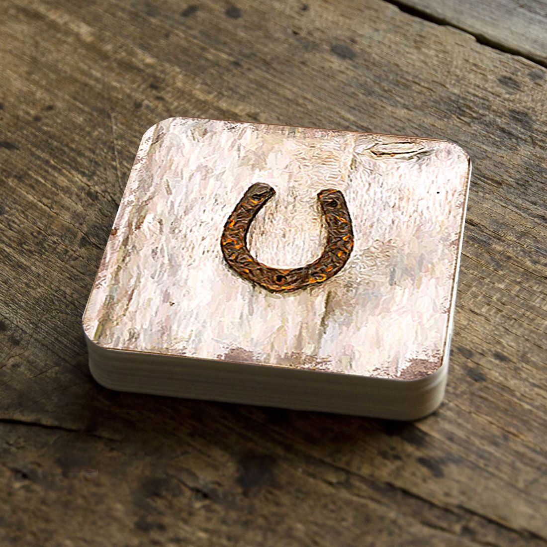 Juego de 4 posavasos de corcho de madera con diseño de herraduras de Nature Wonders - Decoración de vida silvestre - 8198622C-S4