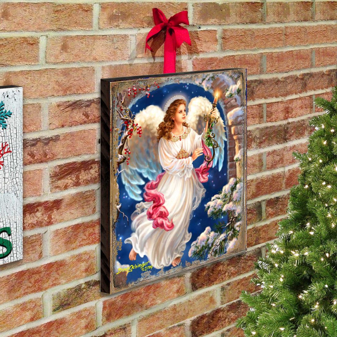 Angel in the Arch Wooden Wall Art by D. Gelsinger - Nativity Holiday Decor - 95664B-1322